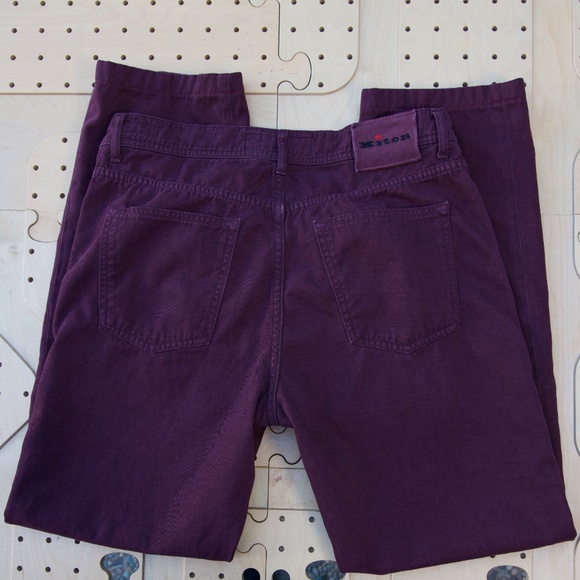 Kiton Aubergine Slim Denim Jeans Made In Italy Men's Size 34 - Picture 6 of 13